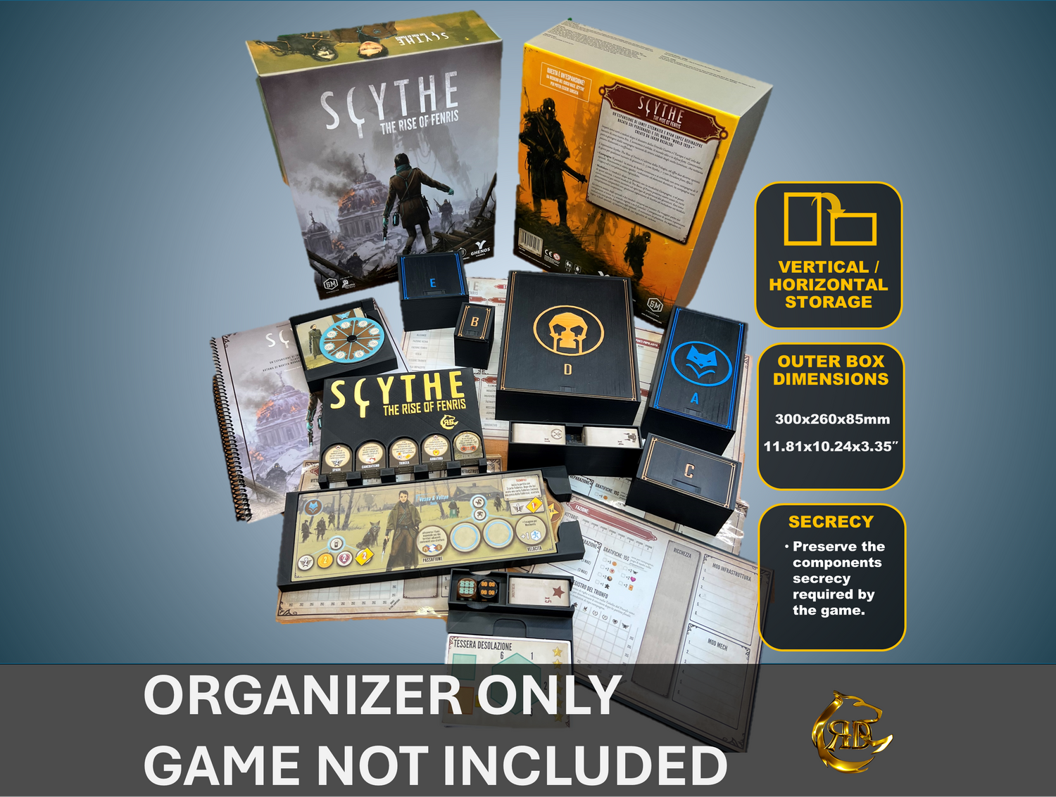 Organizer do gry planszowej Scythe: The Rise of Fenris – wkładka drukowana w 3D