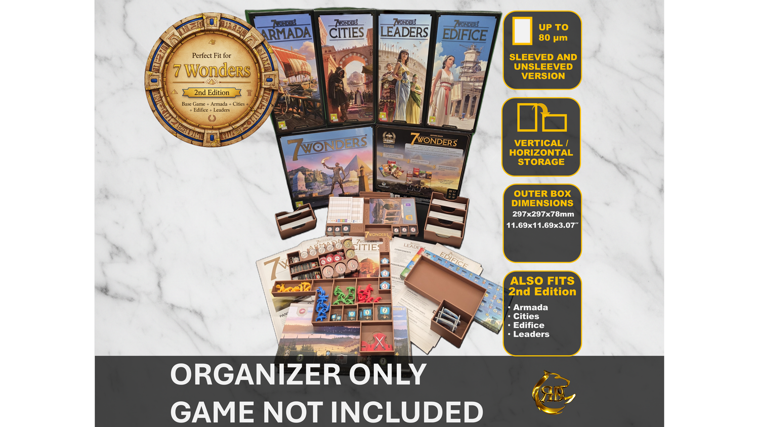 Insert for 7 Wonders Second Edition + Armada + Cities + Edifice + Leaders