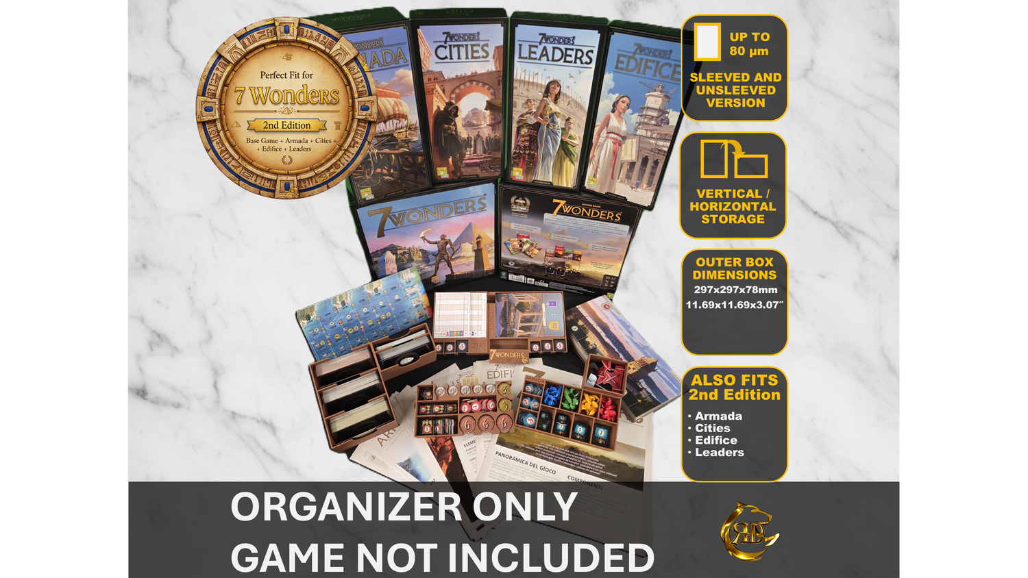 Insert for 7 Wonders Second Edition + Armada + Cities + Edifice + Leaders