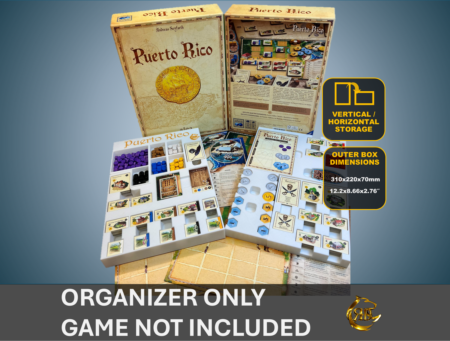 Organizer do gier planszowych Portoryko | Wkładka drukowana w 3D