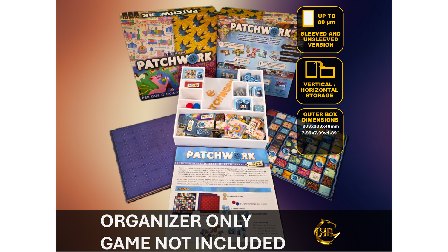 Patchwork 3D Printed Organizer | Insert for Original Box