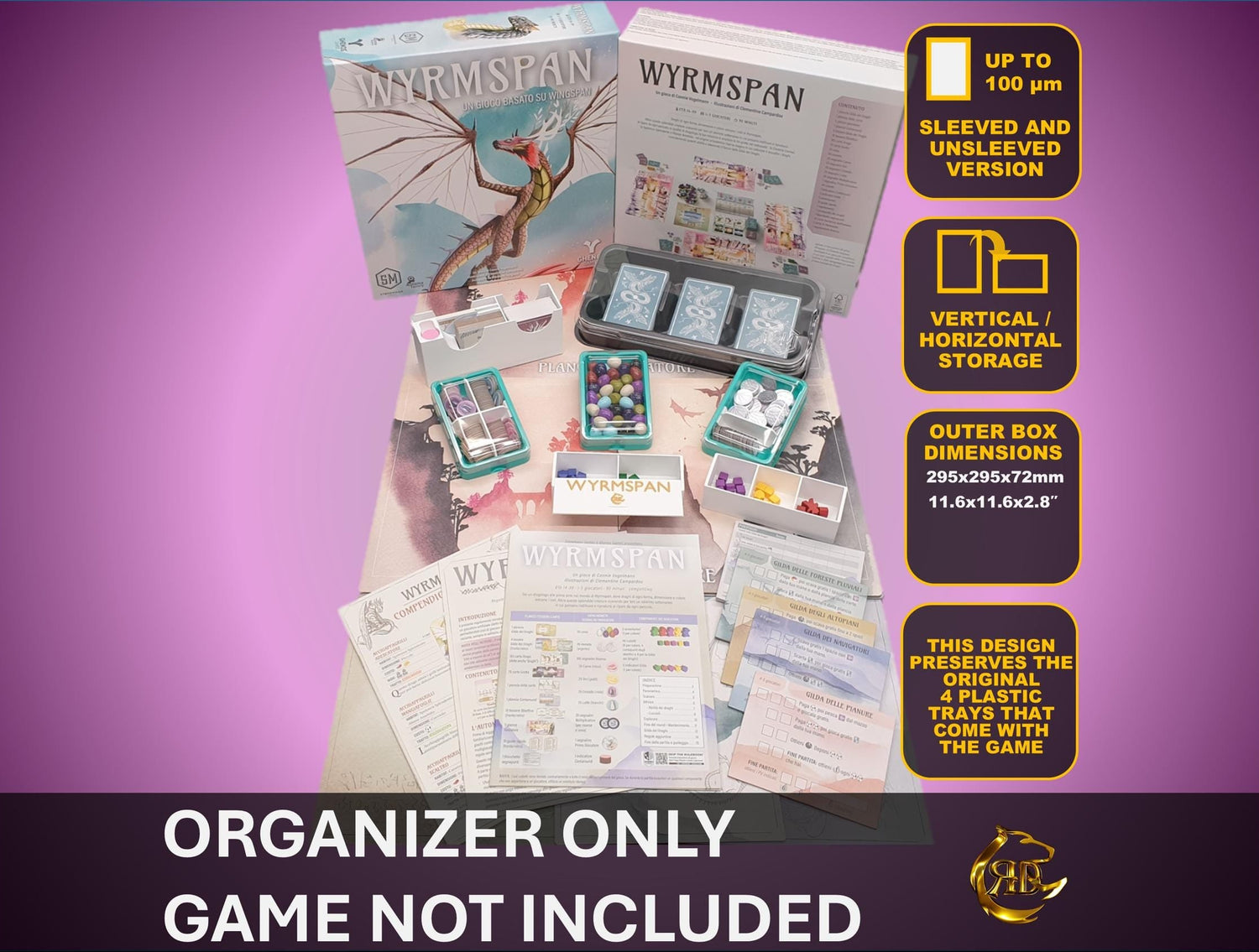 Organiseur de jeu de société Wyrmspan : solution de rangement imprimée en 3D | Version légère