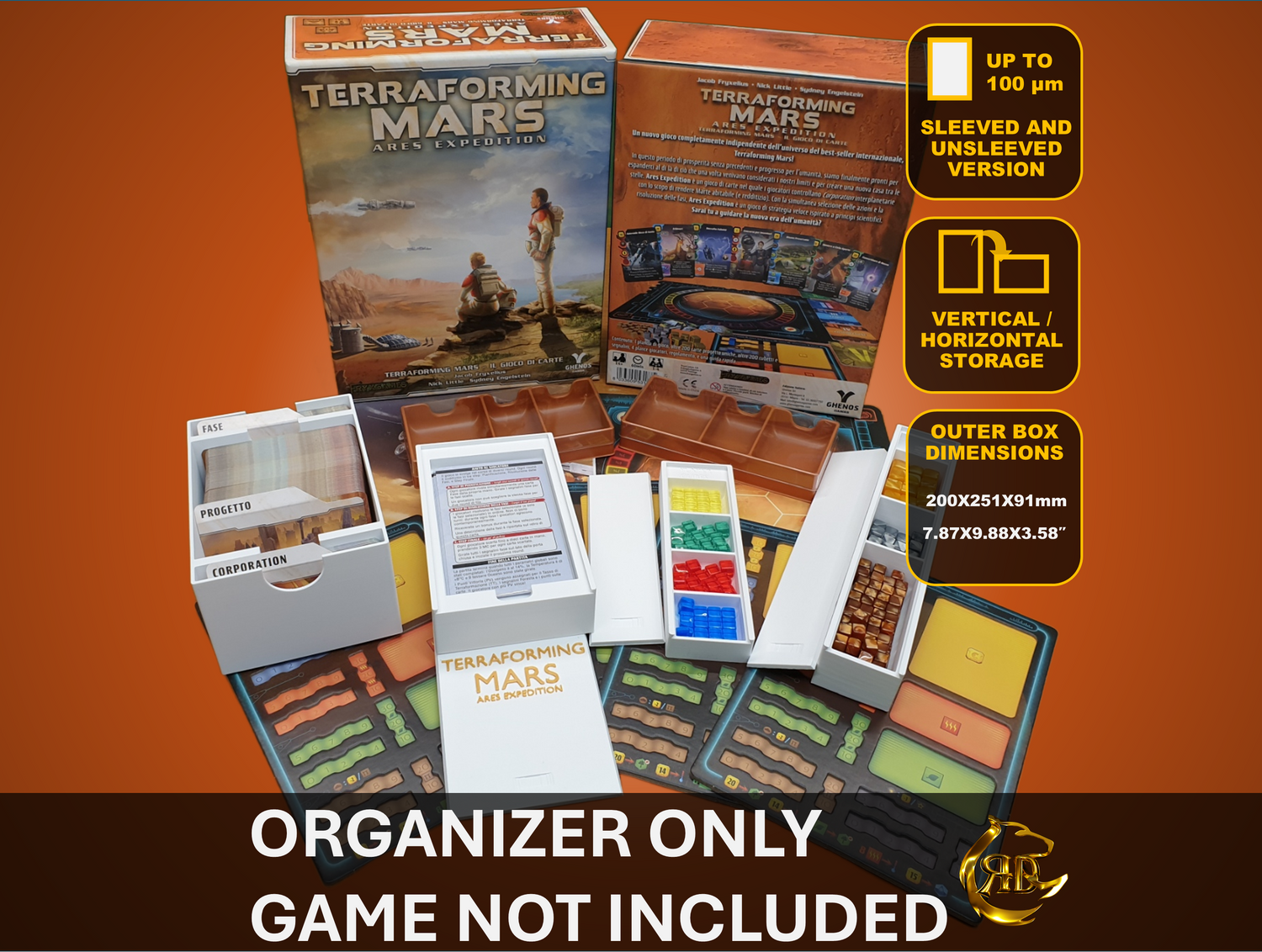Terraforming Mars Ares Expedition Brettspiel-Organizer | 3D-gedruckter Einsatz