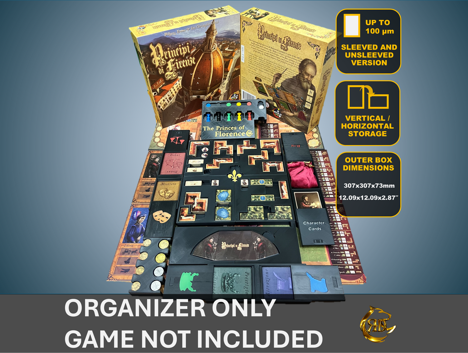 The Princes of Florence Limited Edition Board Game Organizer | 3D Printed Insert