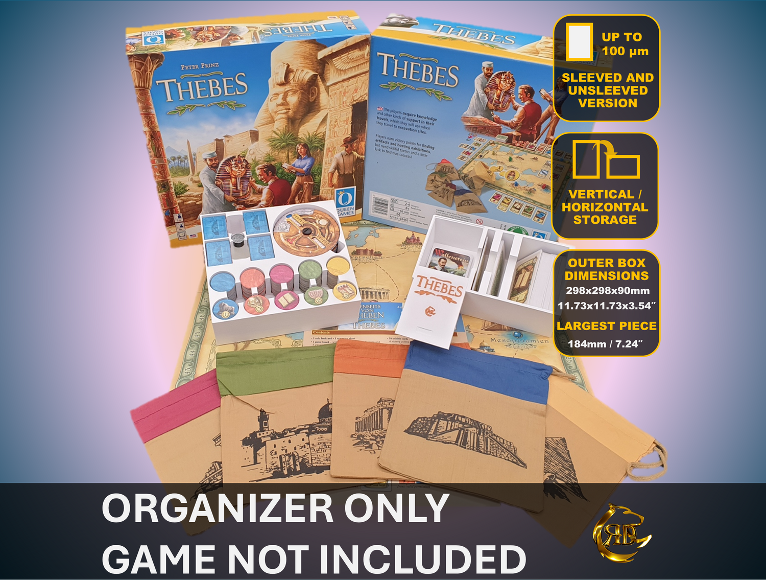 Thebes Board Game Organizer, 3D Printed Insert