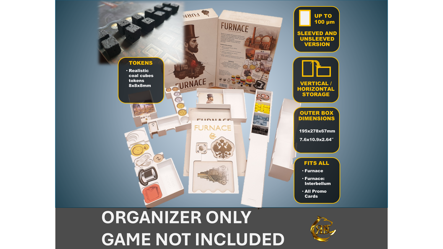Furnace Board Game Organizer - 3D Printed Insert