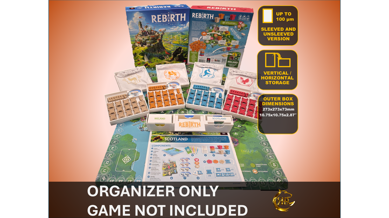 Rebirth Board Game Organizer Insert