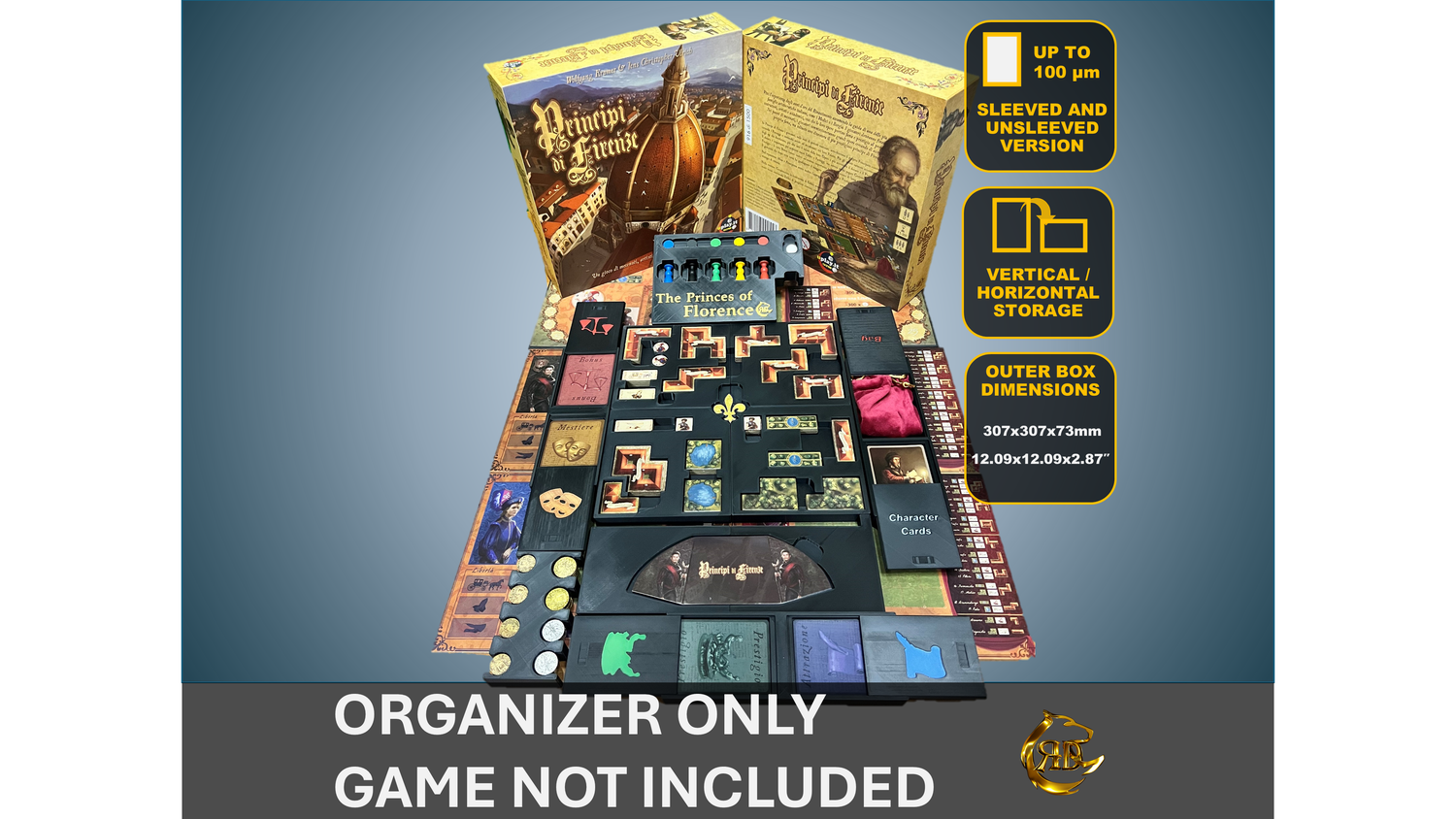 The Princes of Florence Limited Edition Board Game Organizer | 3D Printed Insert