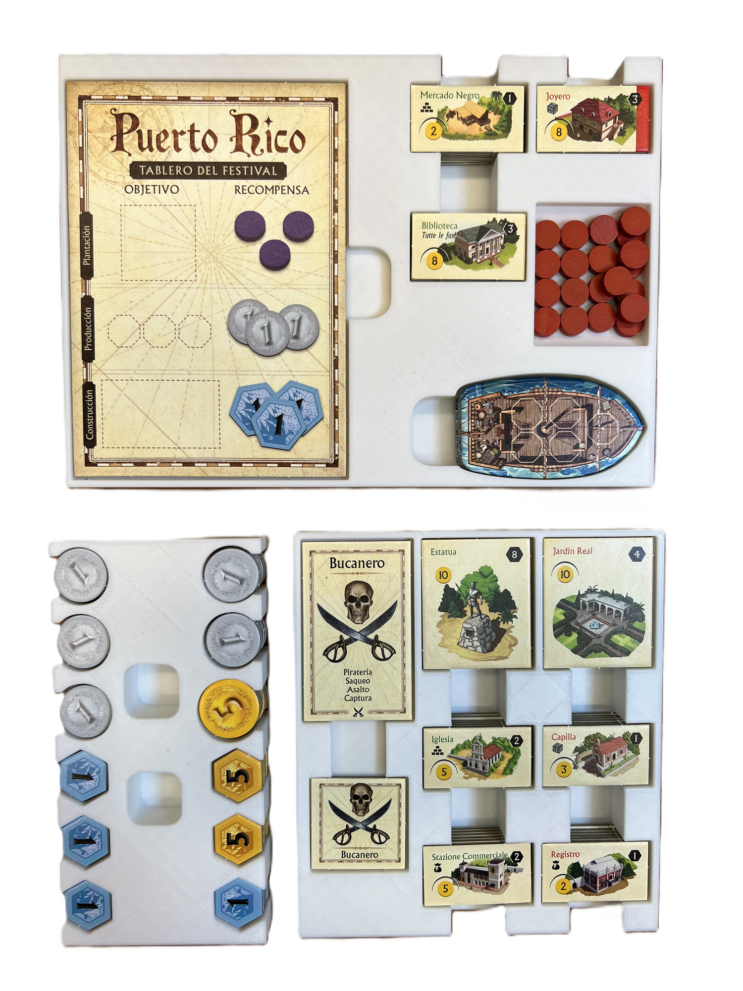 Organizer do gier planszowych Portoryko | Plik STL do druku 3D