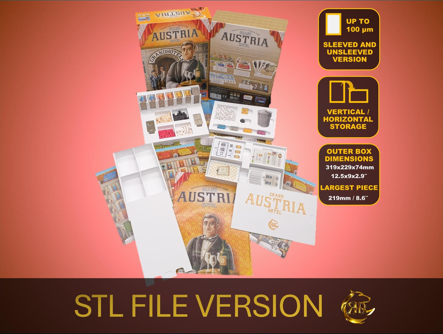 Grand Austria Hotel Organizer - STL FILE: 3D Printable Game Insert