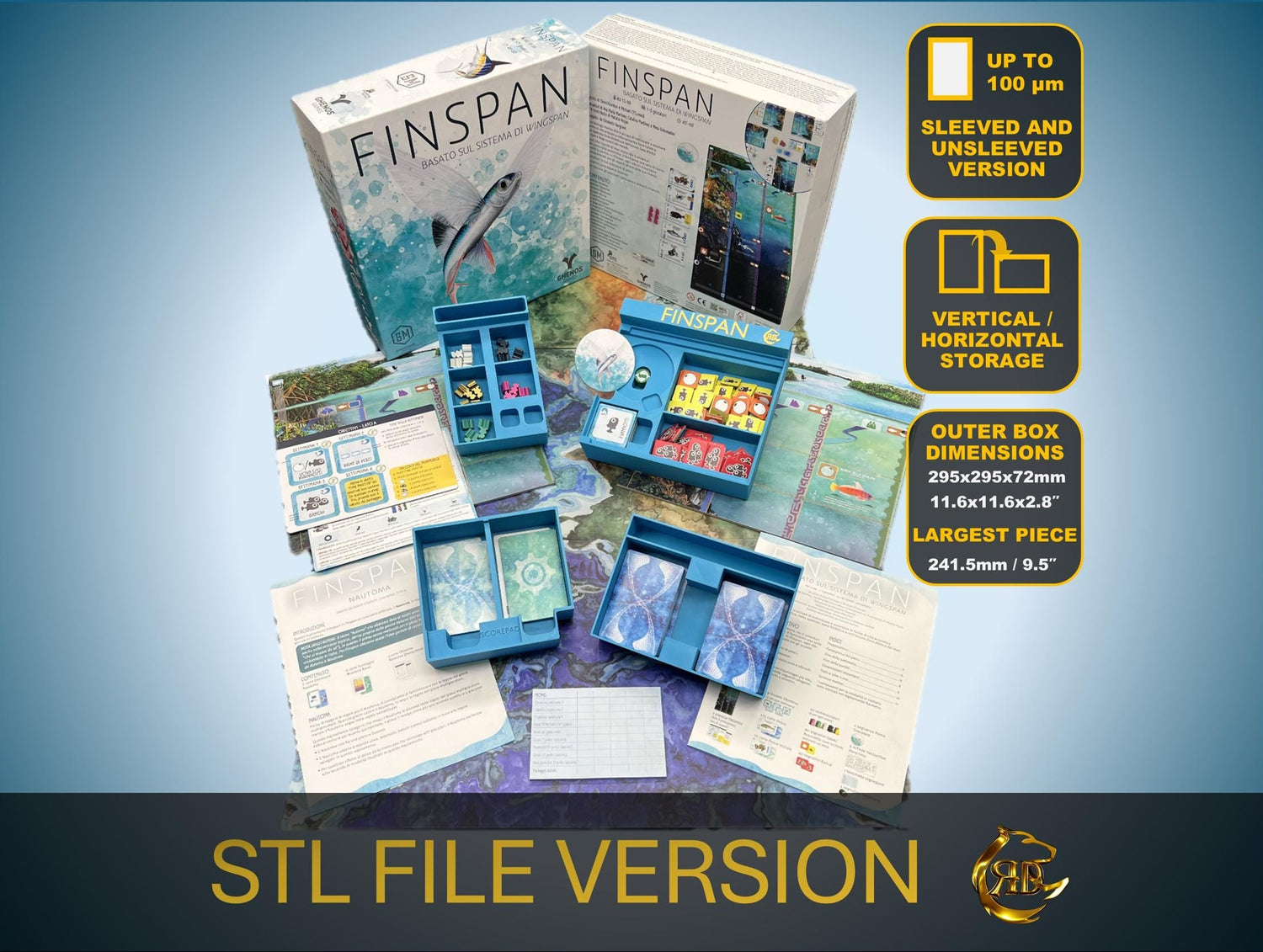 Finspan Board Game Organizer - Insert for Finspan - Premium Storage Solution - STL file for 3D Printing