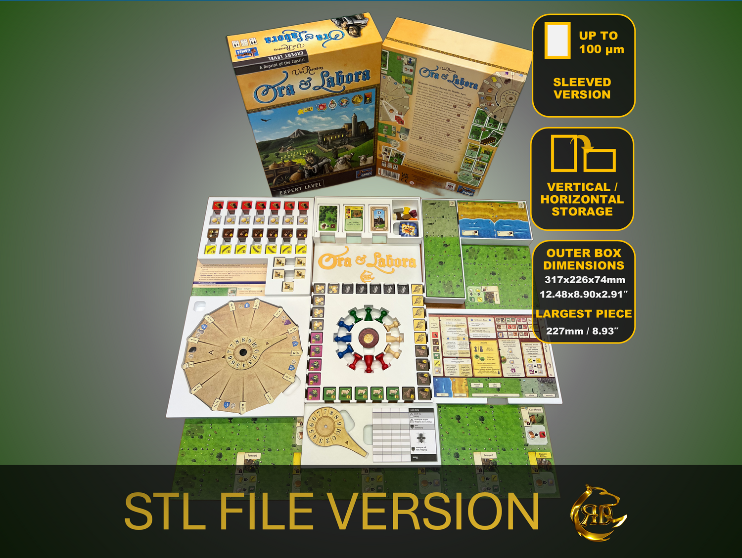 Ora et Labora Board Game Organizer | Sleeved Version STL FILE