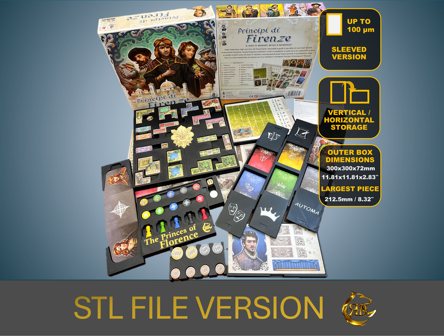 Princes of Florence Board Game Organizer - STL FILE to 3d print