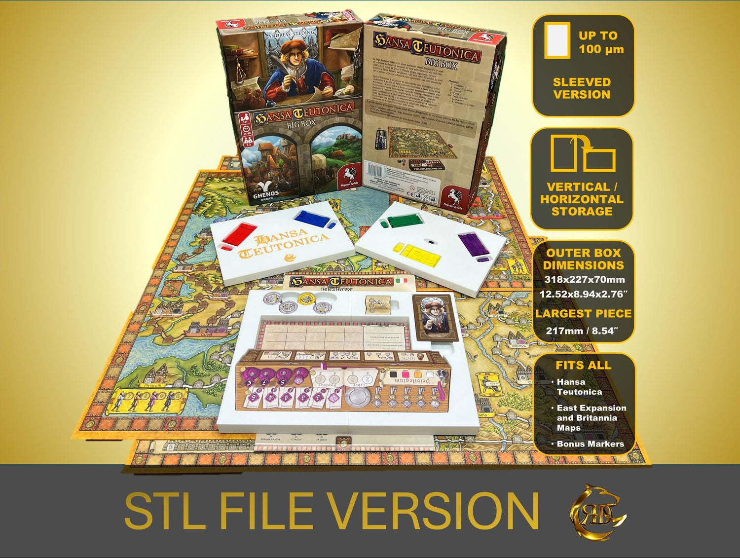 Hansa Teutonica Board Game Organizer - STL FILE