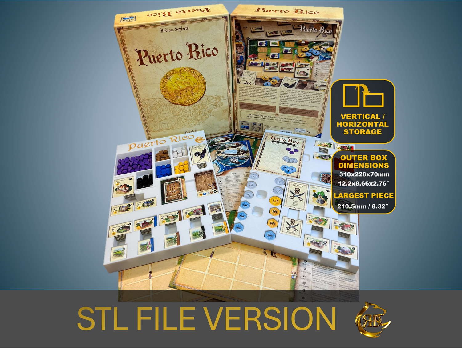 Organizer do gier planszowych Portoryko | Plik STL do druku 3D