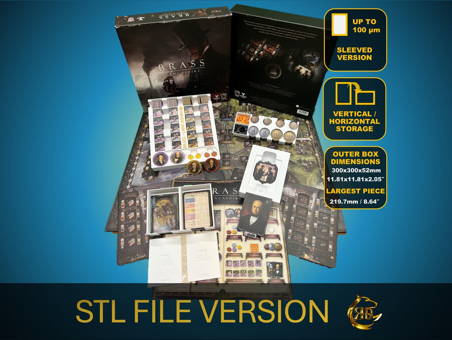 Organizer do gier planszowych Brass Lancashire | Plik STL do druku 3D