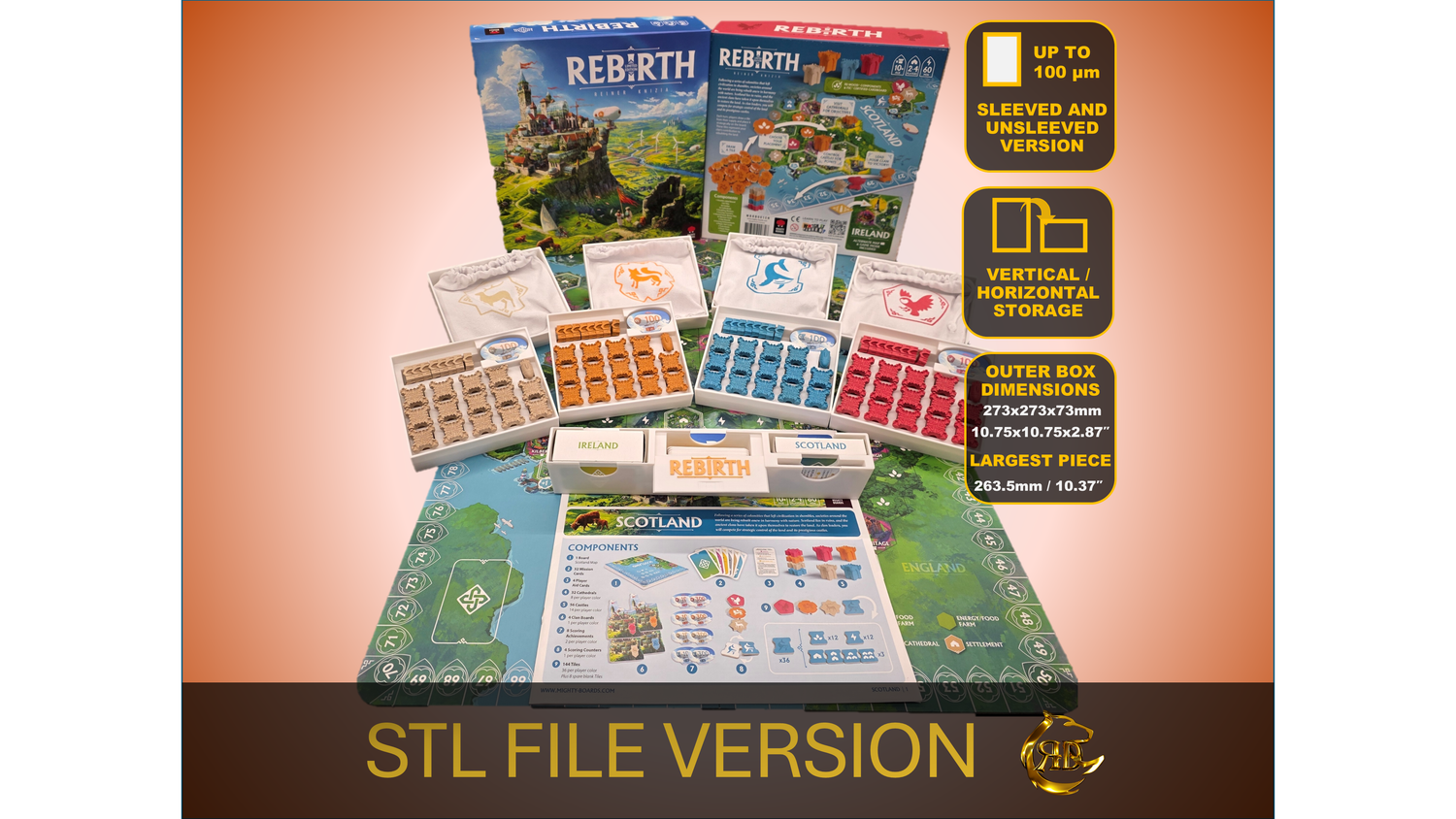 Rebirth 3D-Printed Game Organizer - STL Files to 3d print your insert