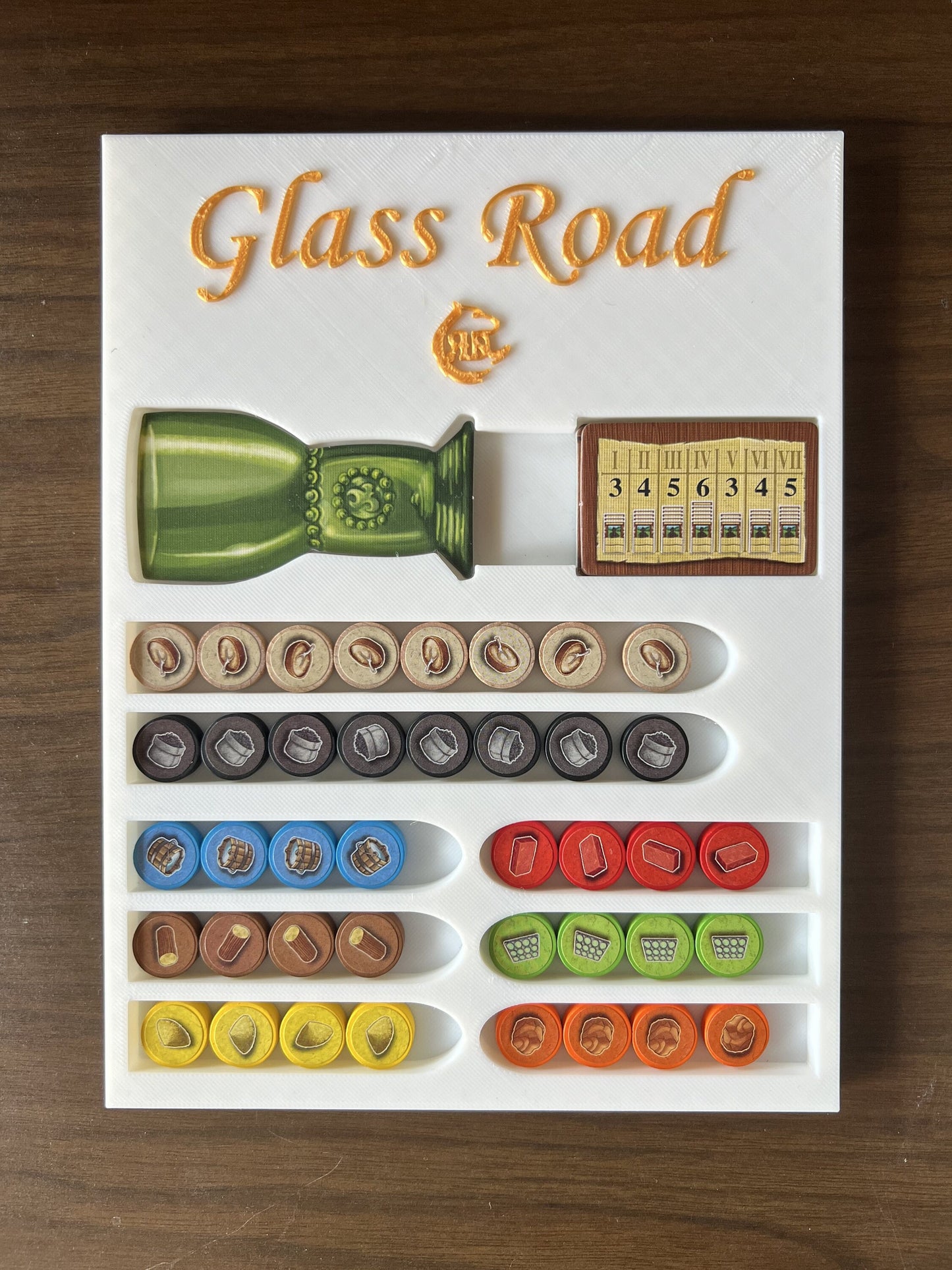 Glass Road Board Game Organizer - Insert - Premium Storage Solution - Sleeved Version - STL file for 3D Printing