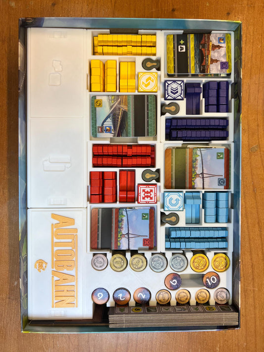 Autobahn Board Game Organizer - Insert - Premium Storage Solution - SLEEVED Version - STL file for 3D Printing