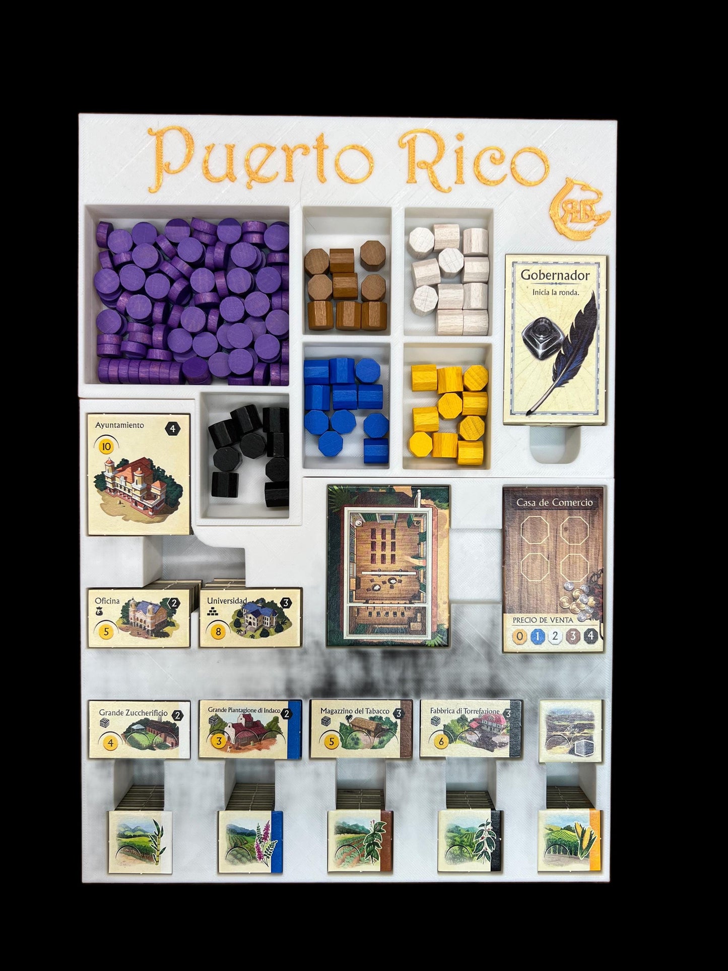 Puerto Rico Board Game Organizer - Insert - Premium Storage Solution - STL file for 3D printing