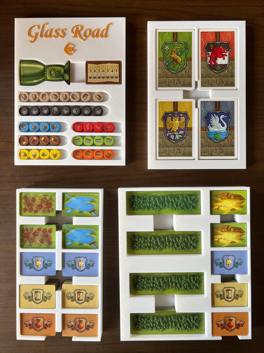 Glass Road Board Game Organizer - Insert - Premium Storage Solution - Sleeved Version - STL file for 3D Printing