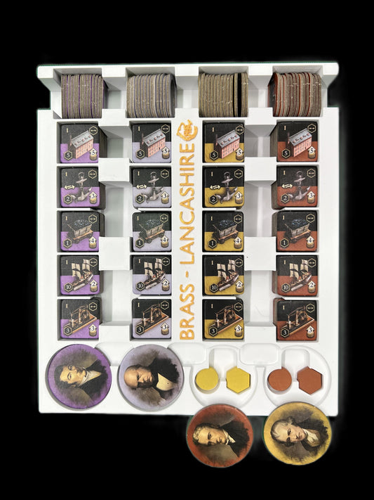 BRASS Lancashire Board Game Organizer - Insert - Premium Storage Solution - Sleeved Version - STL file for 3D Printing