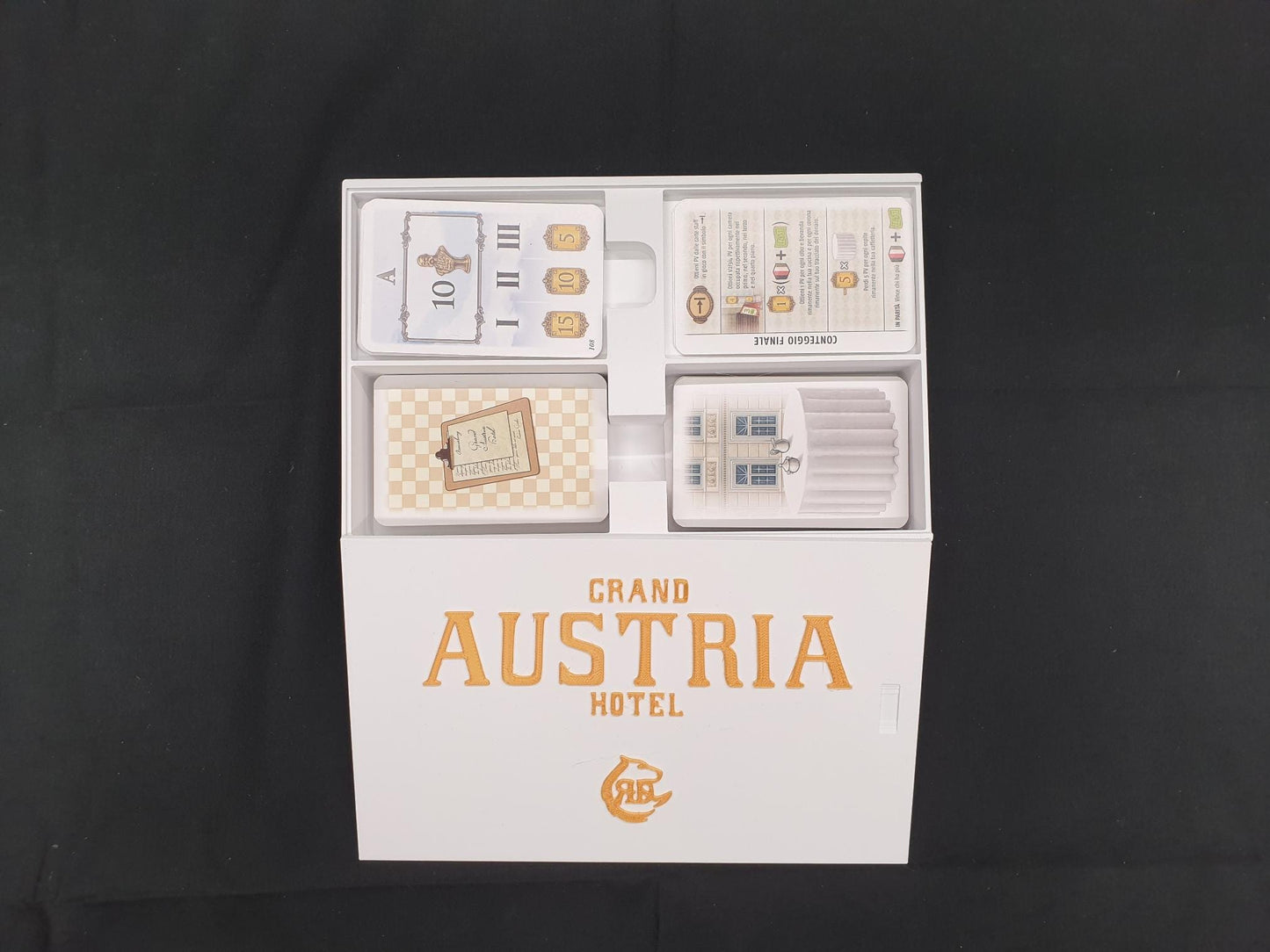 Grand Austria Hotel + Let's Waltz! Expansions with solo mode Organizer- Insert - Premium Solution Sleeved Version - STL file for 3D Printing