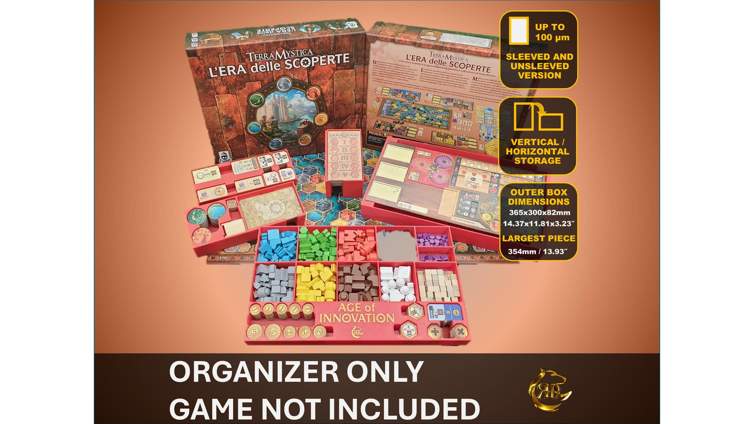 Age of Innovation Terra Mystica Board Game Organizer: 3D-Printed Insert