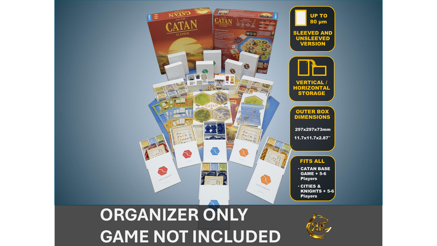 CATAN + Cities and Knights + Expansions Board Game Organizer - Insert - Premium Storage Solution