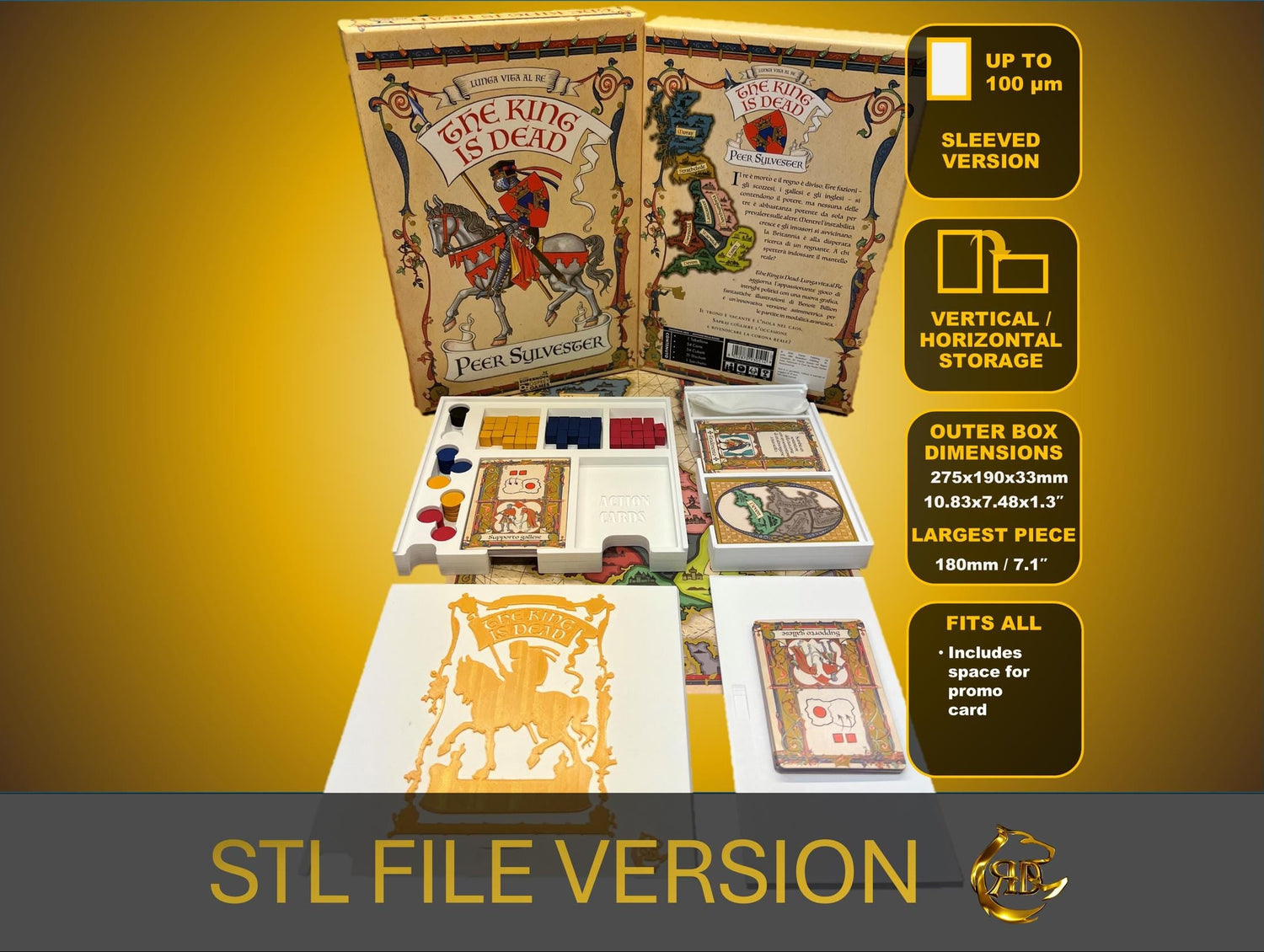 The King Is Dead Second Edition Board Game Organizer - STL FILE file for 3D Printing