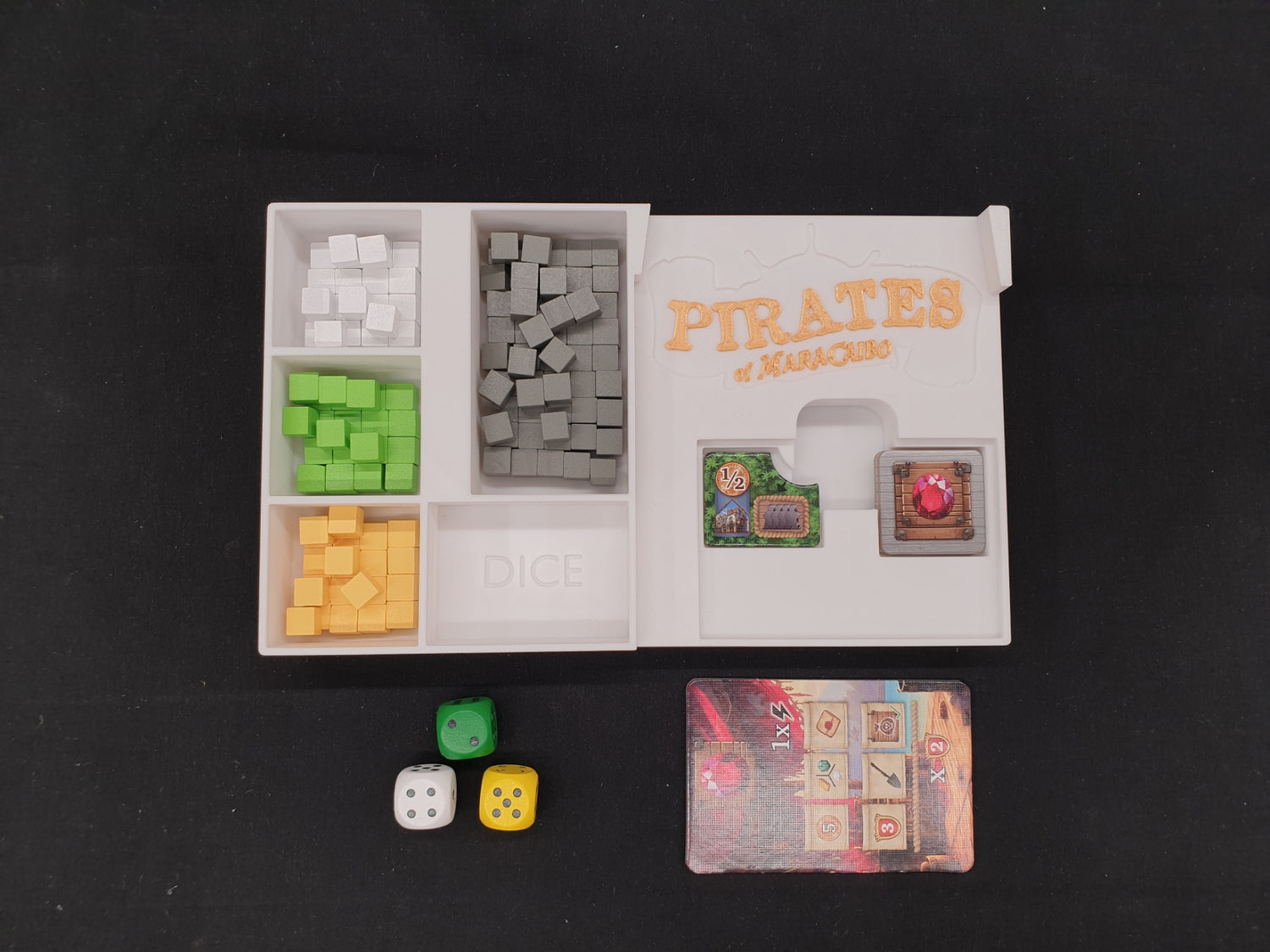 Pirates of Maracaibo Board Game insert, 3d printed organizer