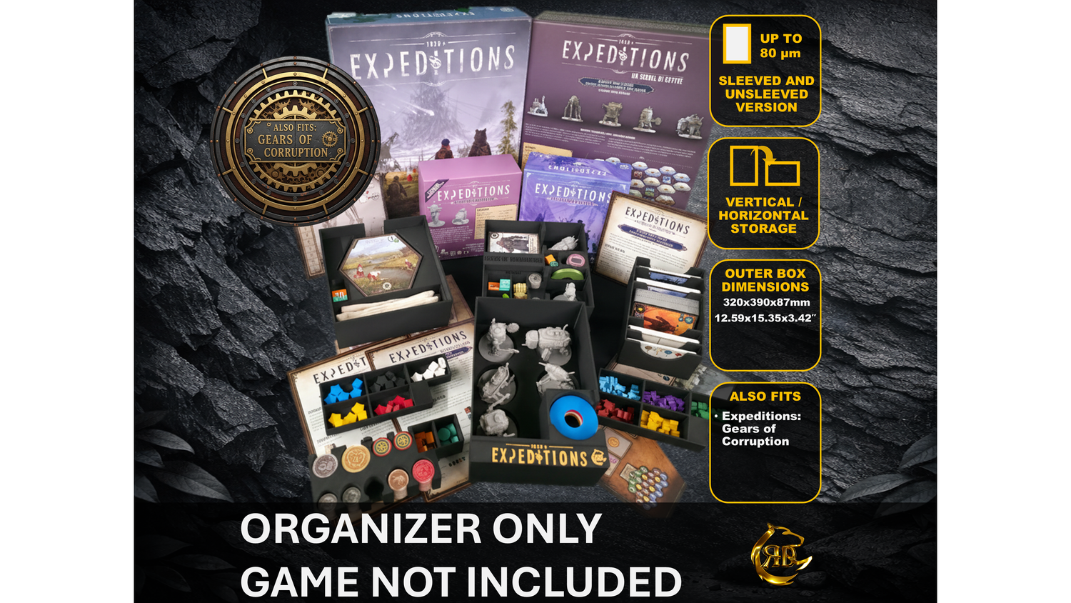 Organisateur de jeu de plateau Scythe : L'Ascension de Fenris - Insert imprimé en 3D