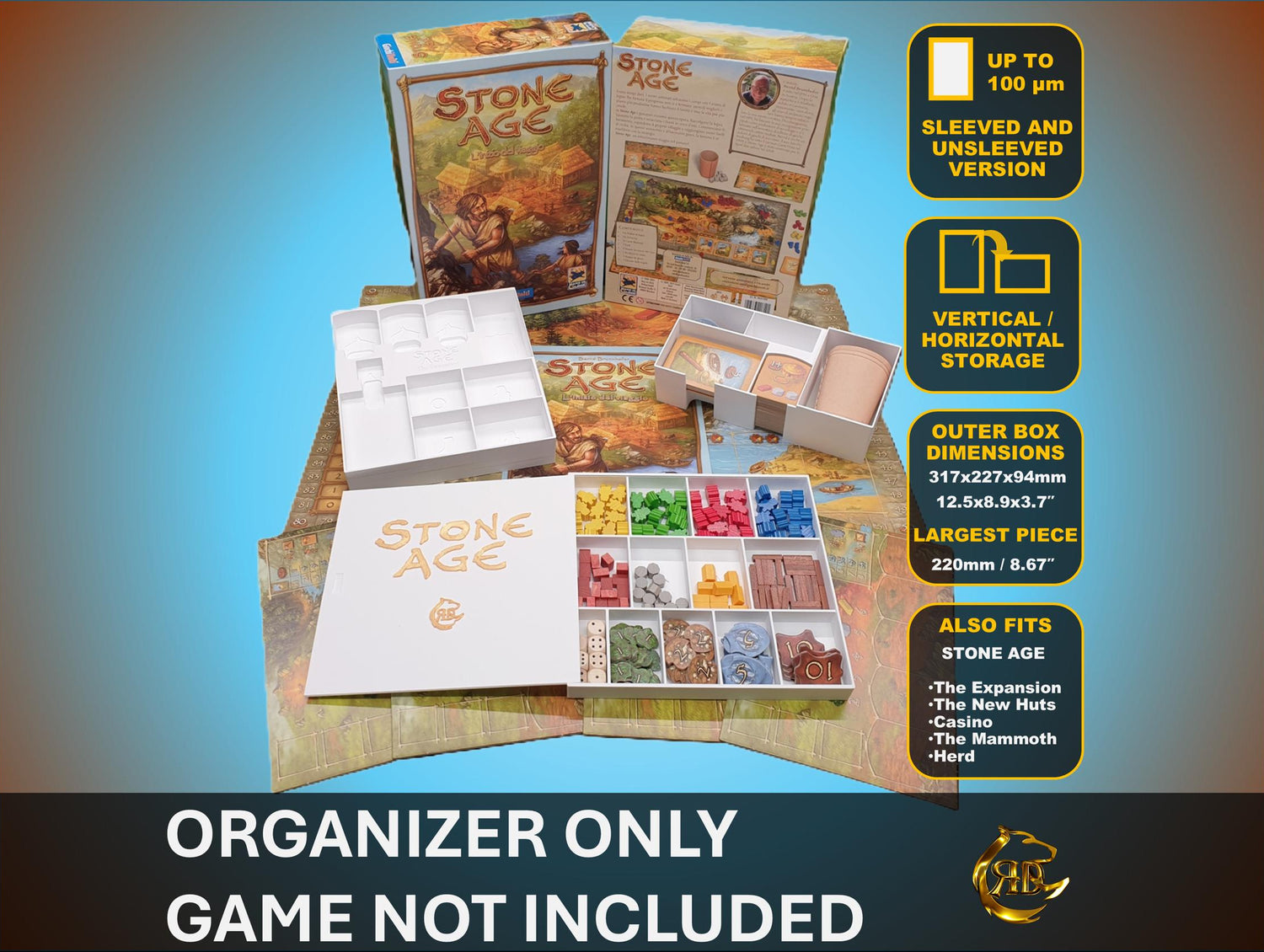 Wkładka do gry planszowej Stone Age + The Expansion – organizer – rozwiązanie premium do przechowywania