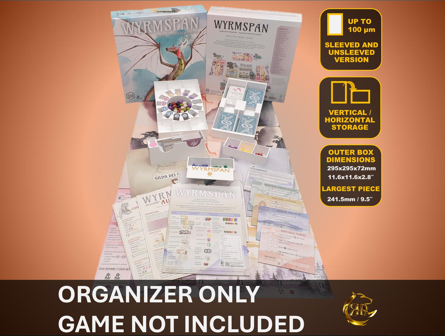 Wyrmspan Board Game Organizer, Insert for board games