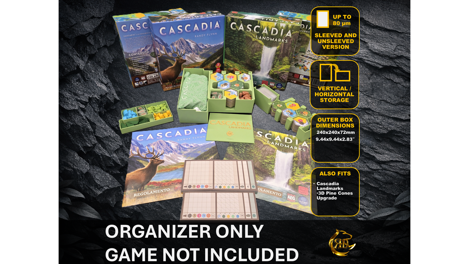 Cascadia + Landmarks expansion - Board Game Insert