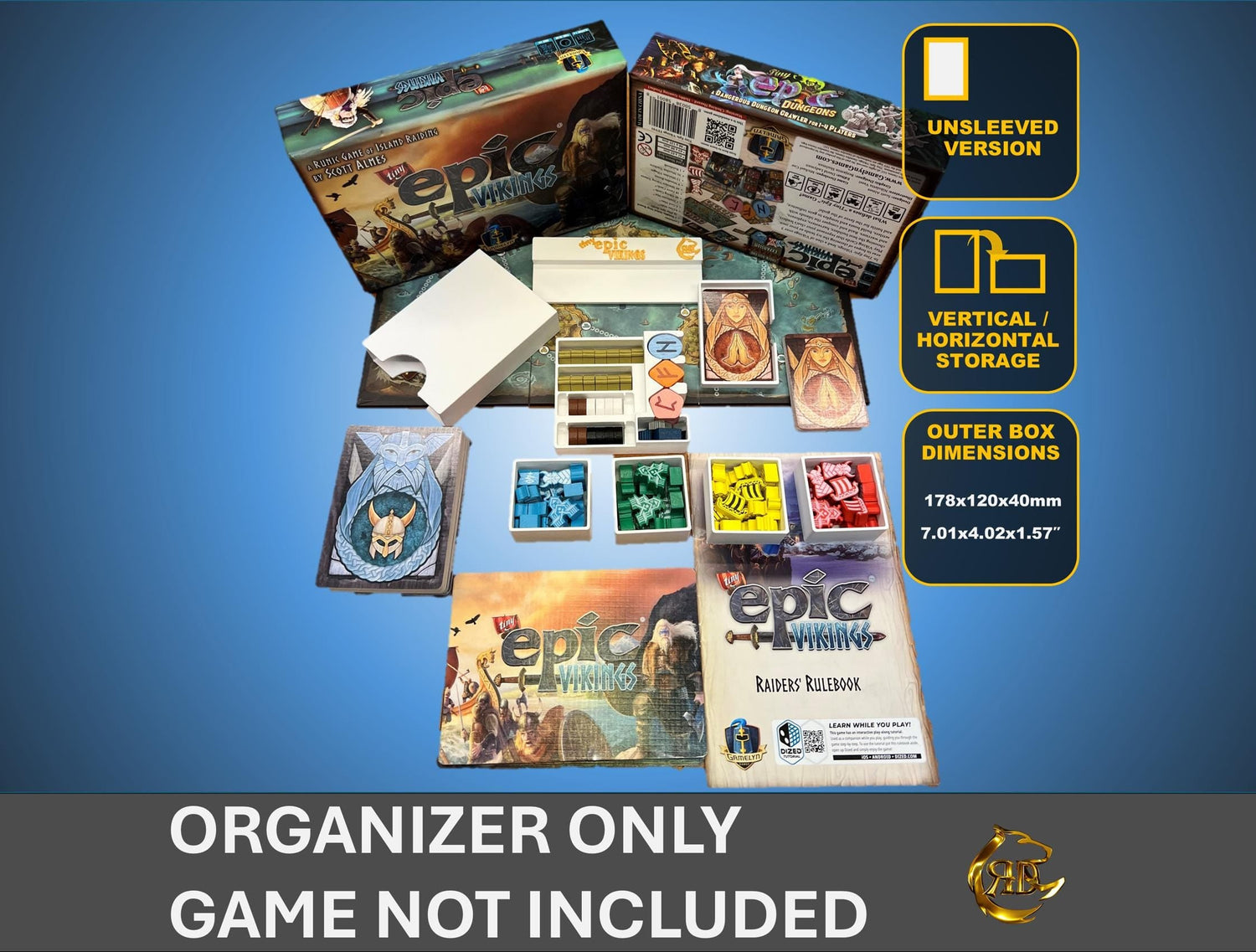 Tiny Epic Vikings Board Game Organizer | 3D Printed Insert (Unsleeved)