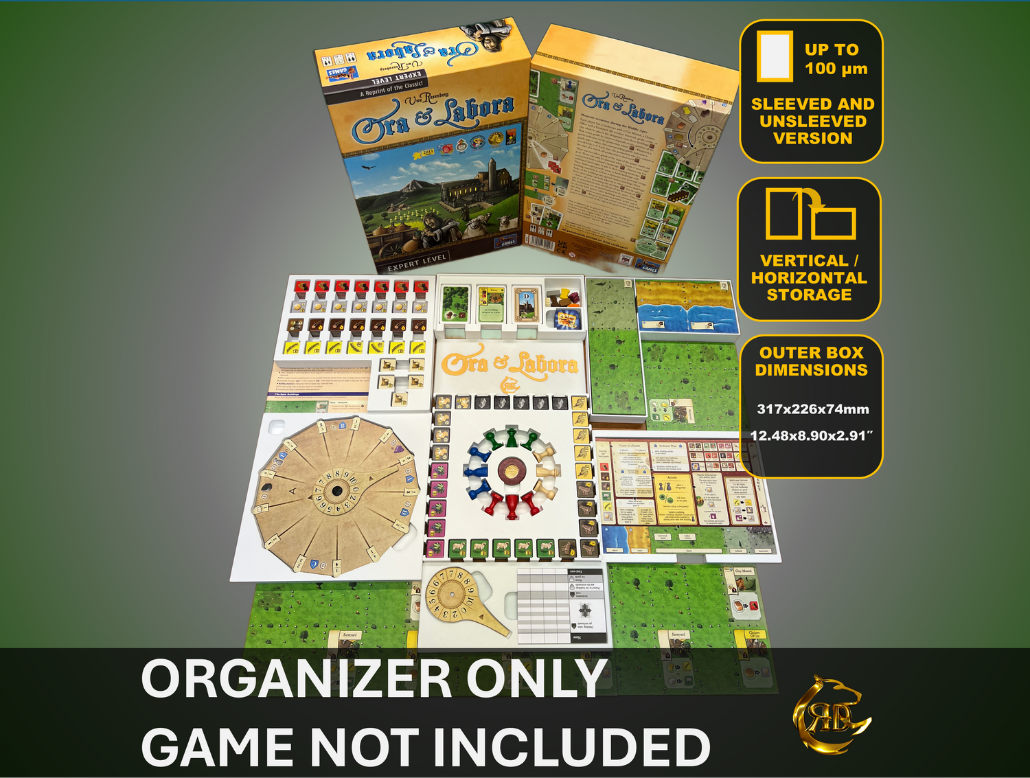 Organizer do gier planszowych Ora et Labora | Wkładka drukowana w 3D
