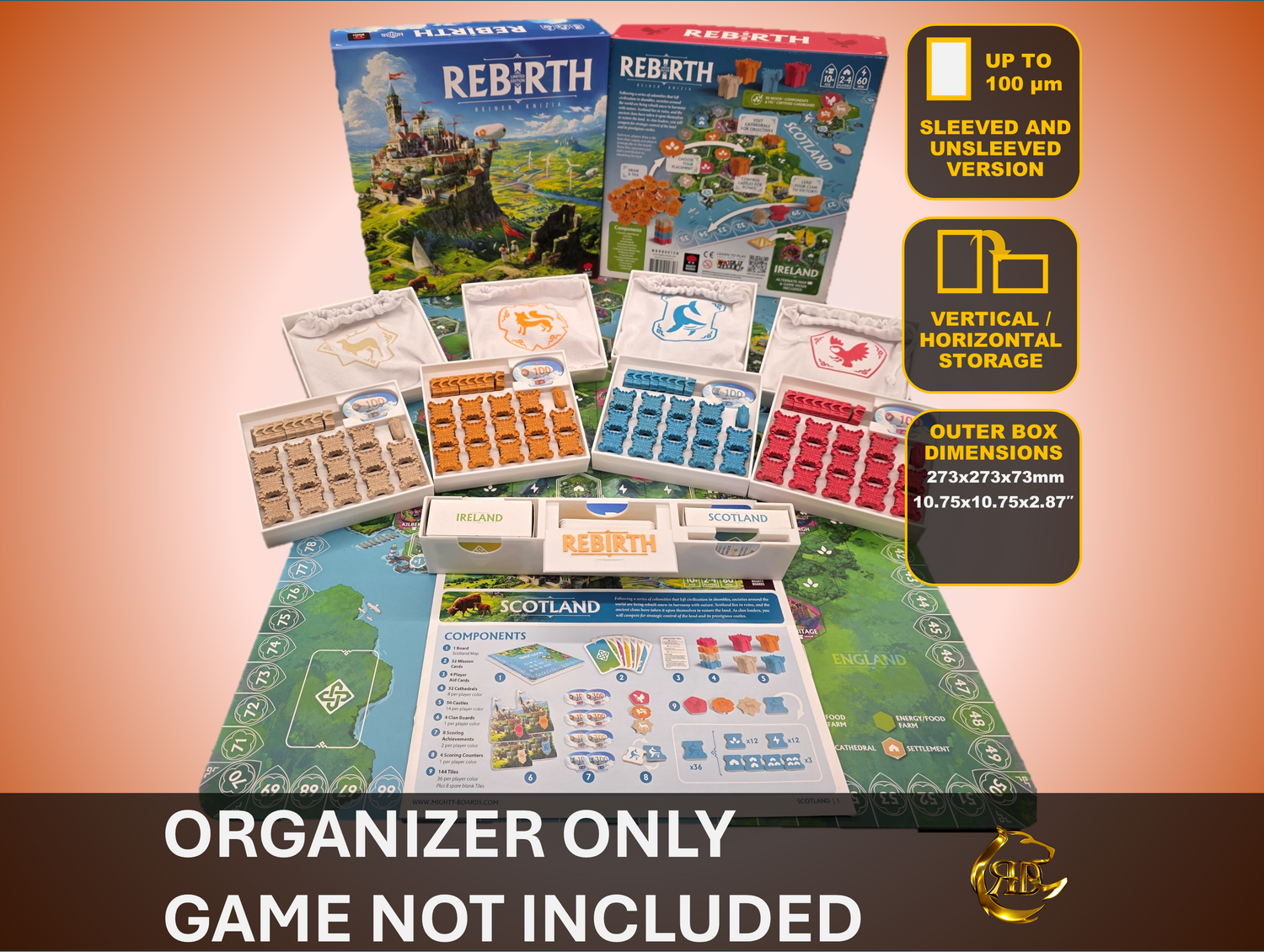 Rebirth Board Game Organizer Insert