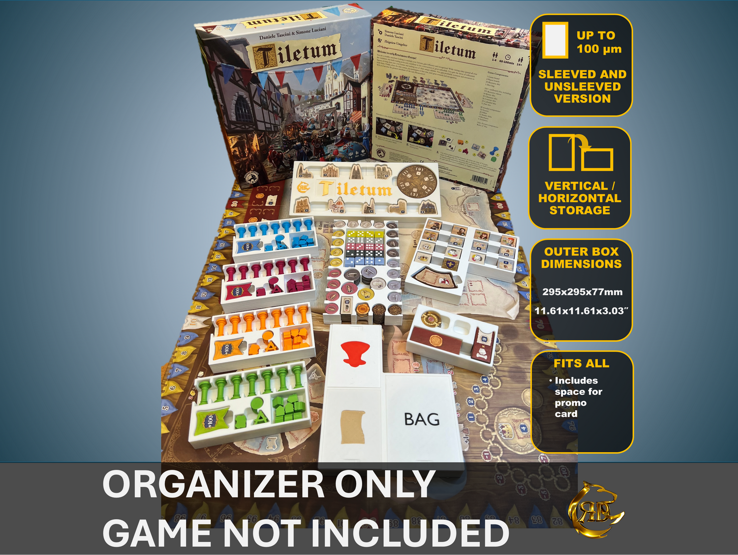 Tiletum Board Game Organizer | 3D Printed Insert