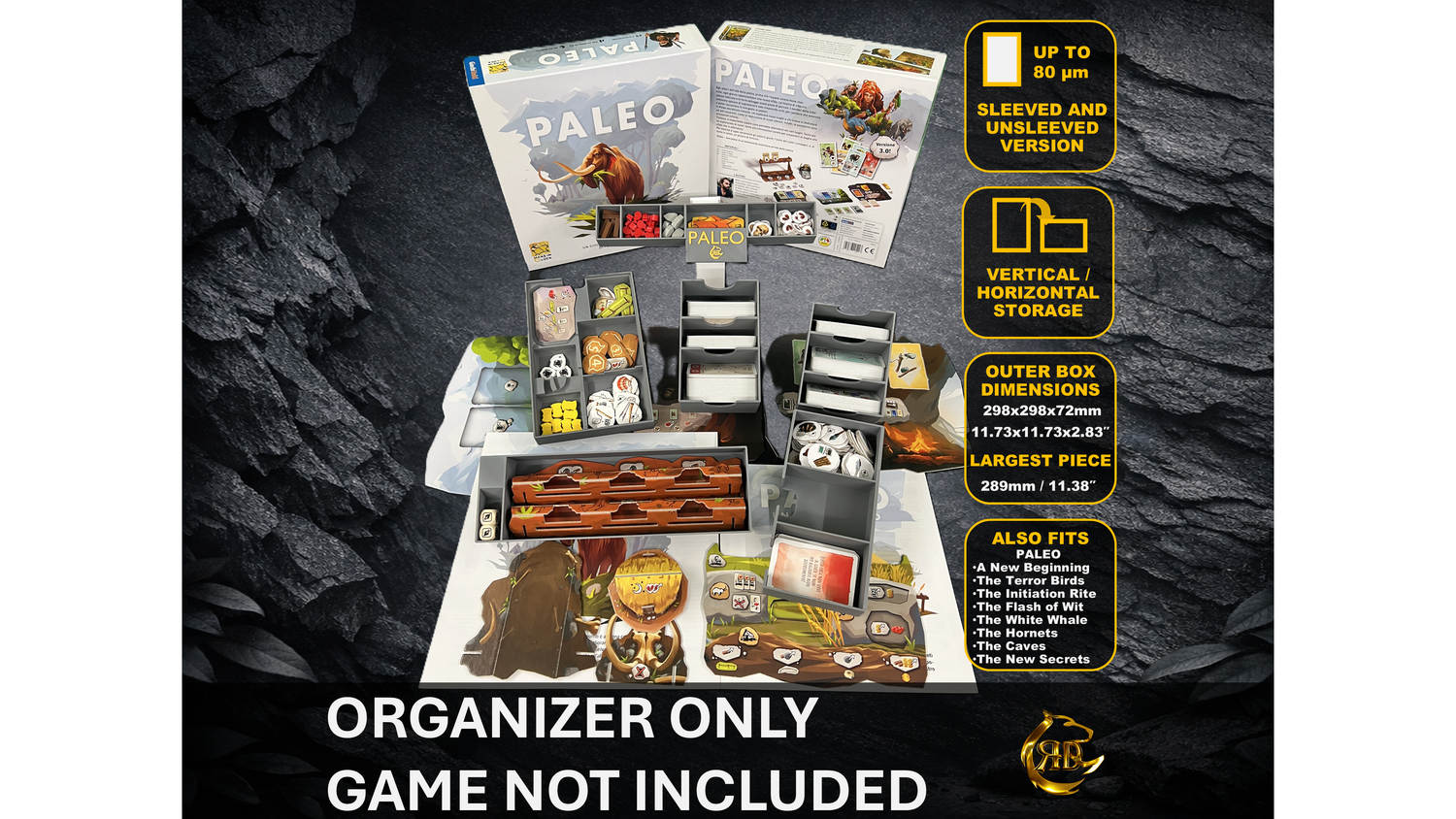Paleo + A New Beginning + Cards Expansions Board Game Organizer Insert