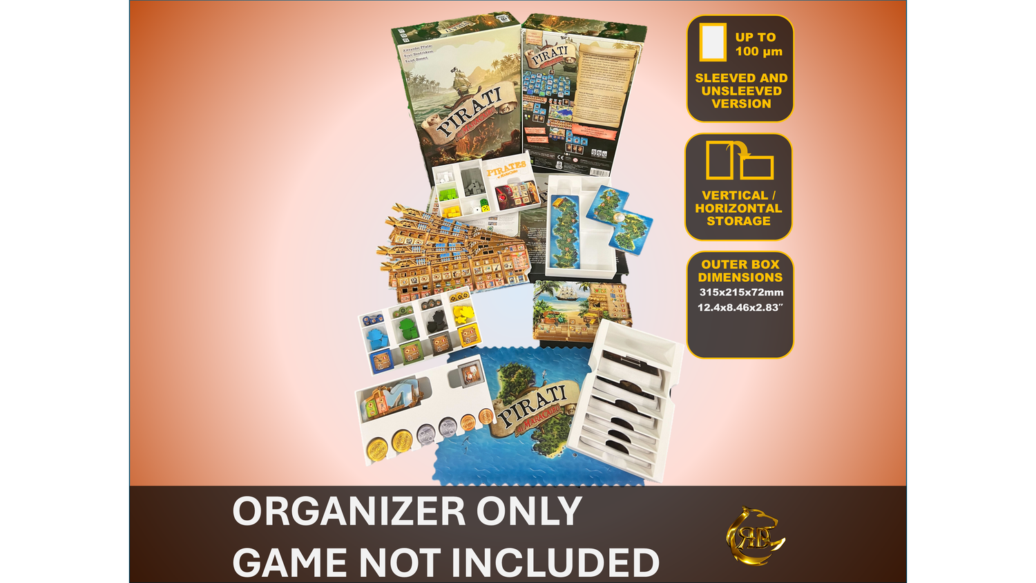 Pirates of Maracaibo Board Game insert, 3d printed organizer