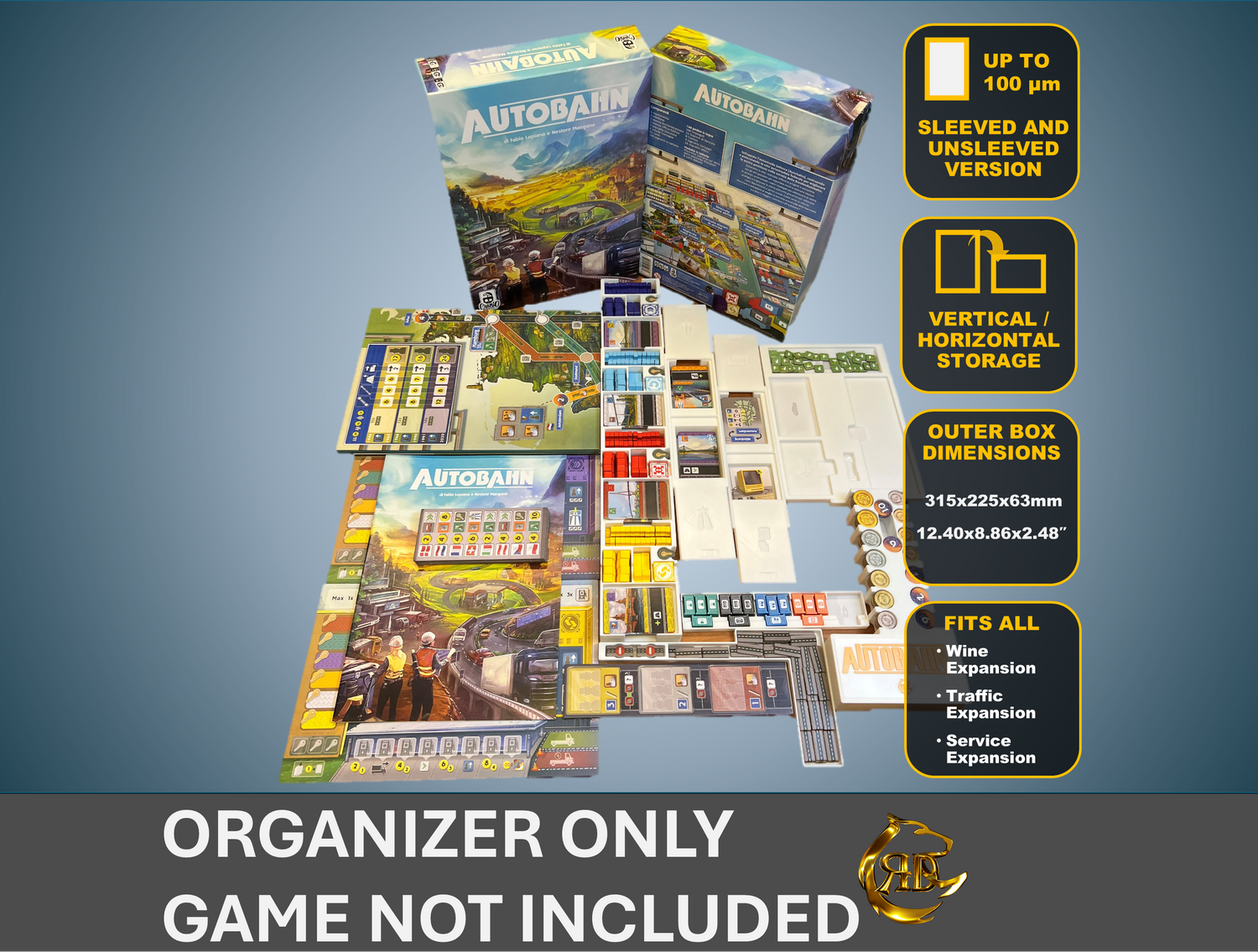 Autobahn Board Game Organizer - 3D Printed Insert