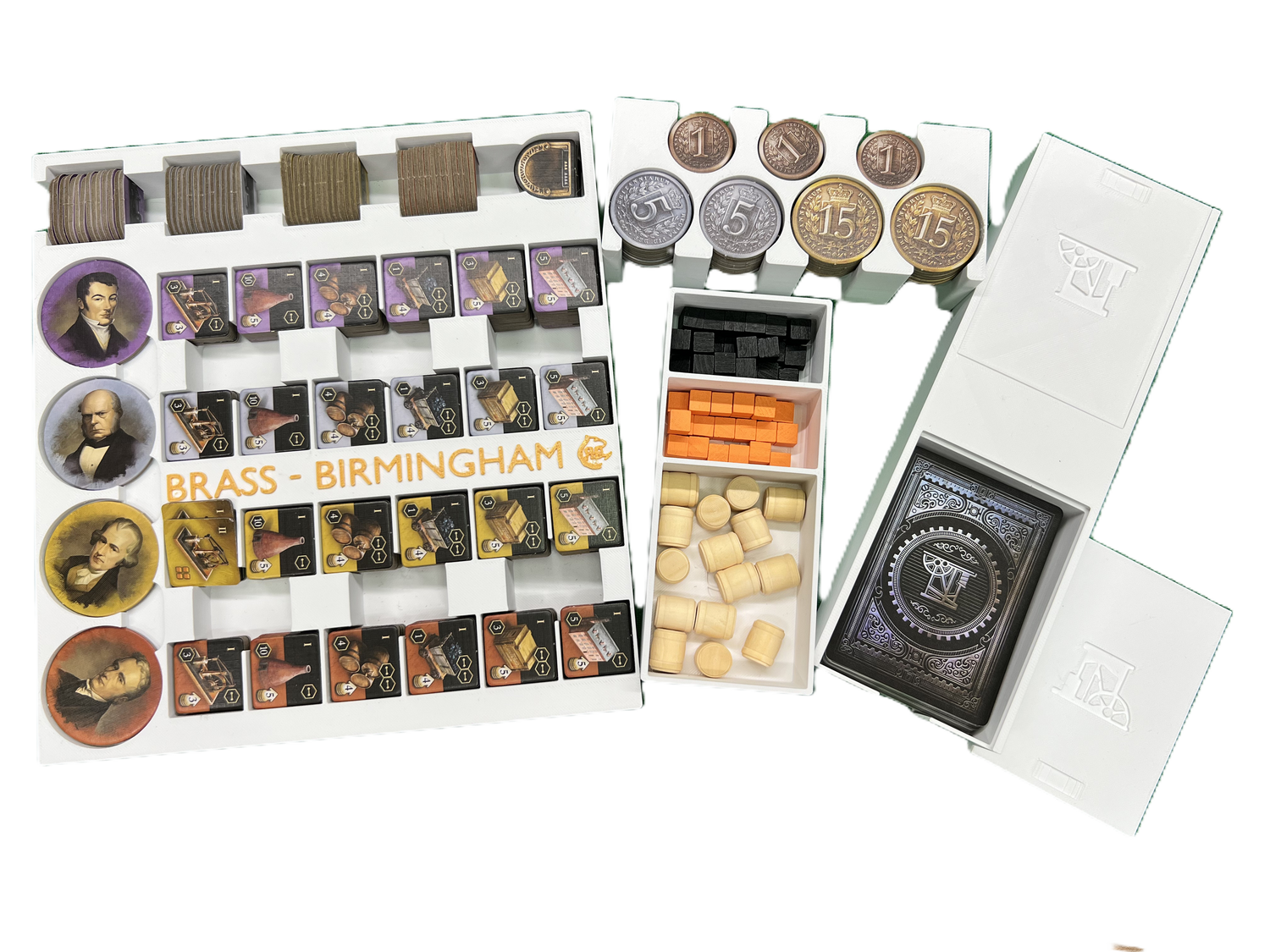 Organizer do gier planszowych Brass Birmingham | Wersja z rękawami, plik STL