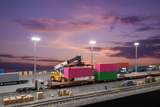 Pink Containers H0 Intermodal Terminal Dusk