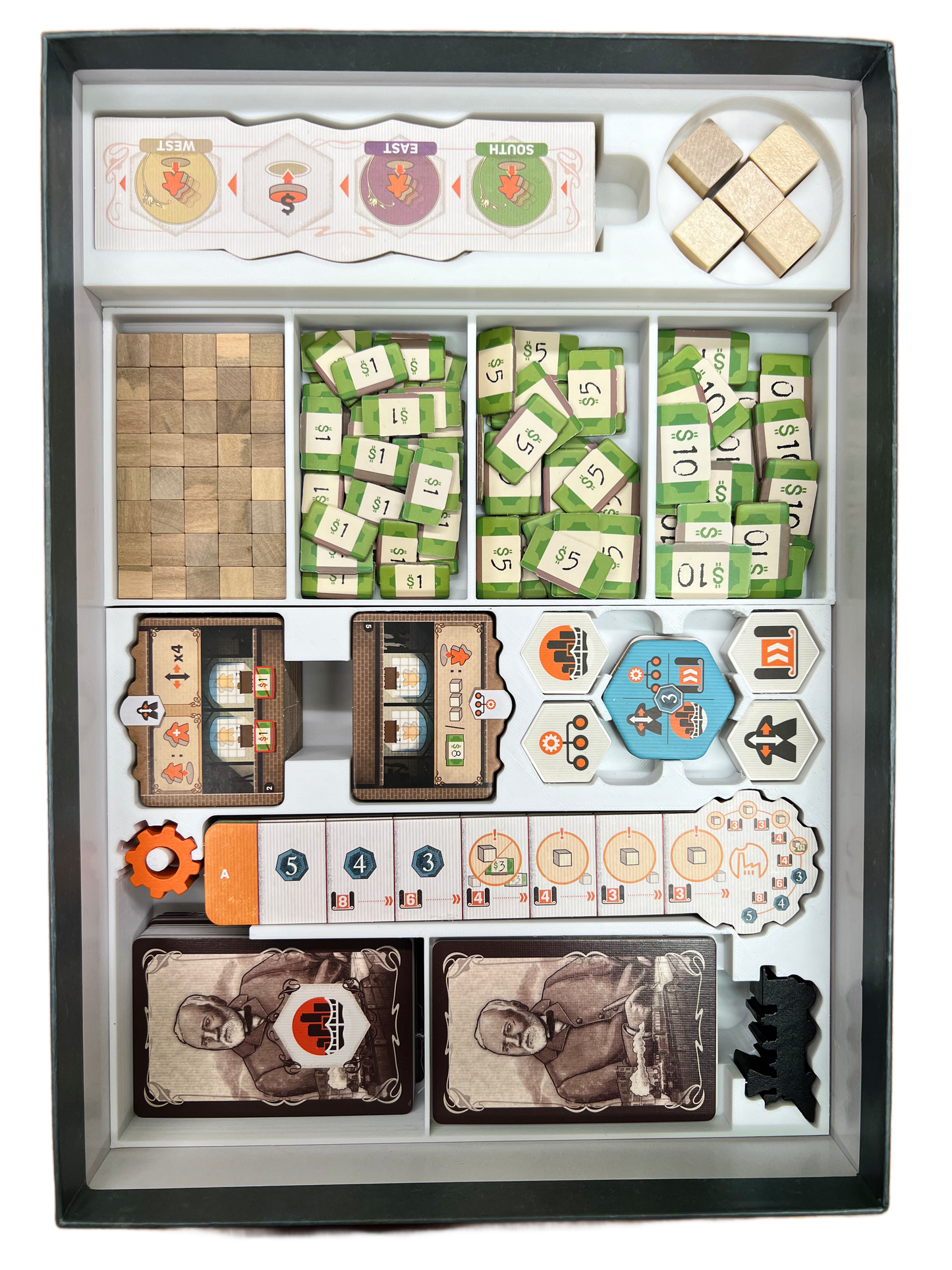 Carnegie Board Game Organizer - Board game Insert - SLEEVED - STL file for 3D Printing