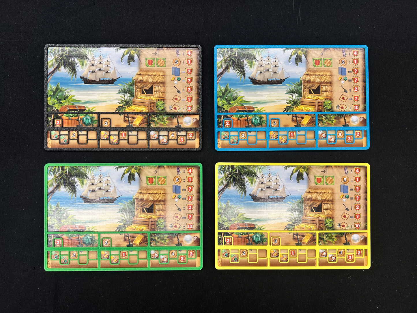 7 Overlays for Pirates of Maracaibo Board Game – STL File Upgrade for Treasure Islands & Pirates Hideout | Double Layer Boards Accessory