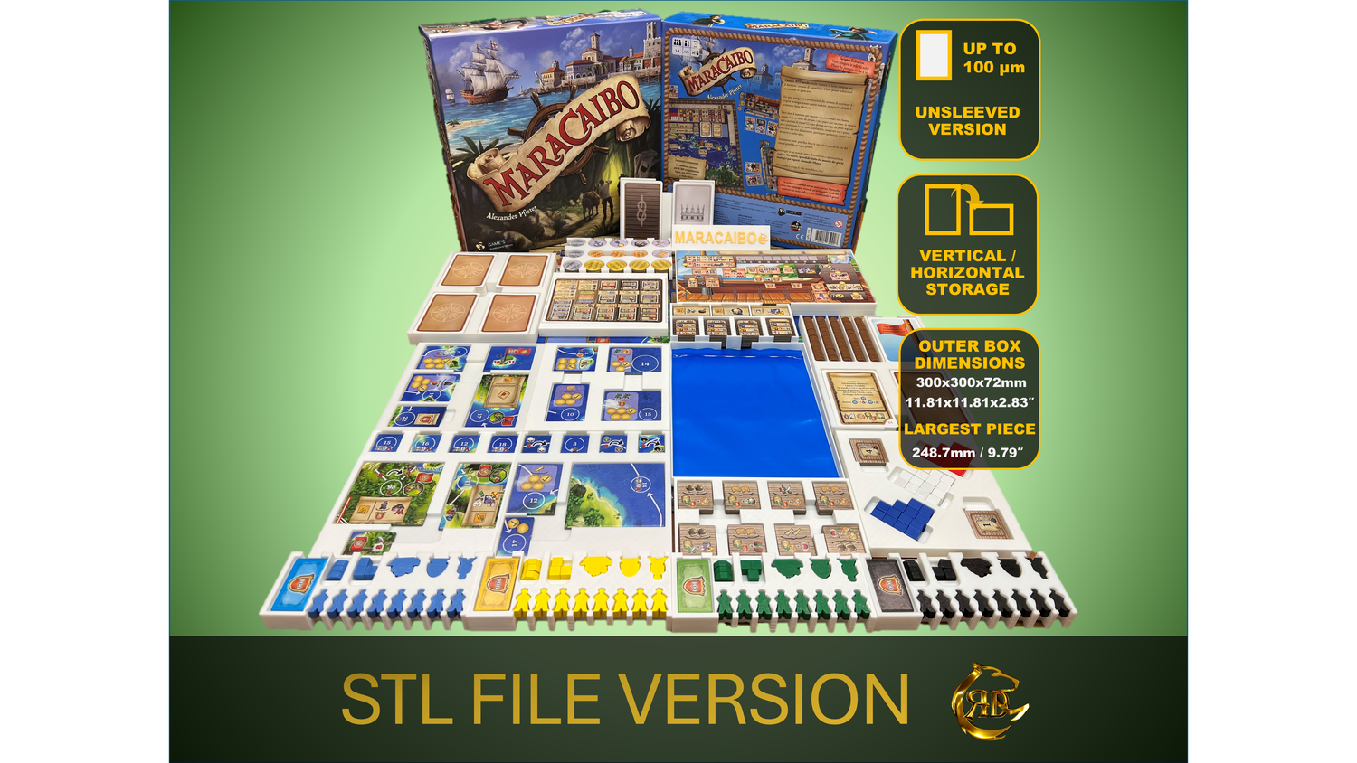 Maracaibo Board Game Organizer - UNSLEEVED - STL file for 3D Printing