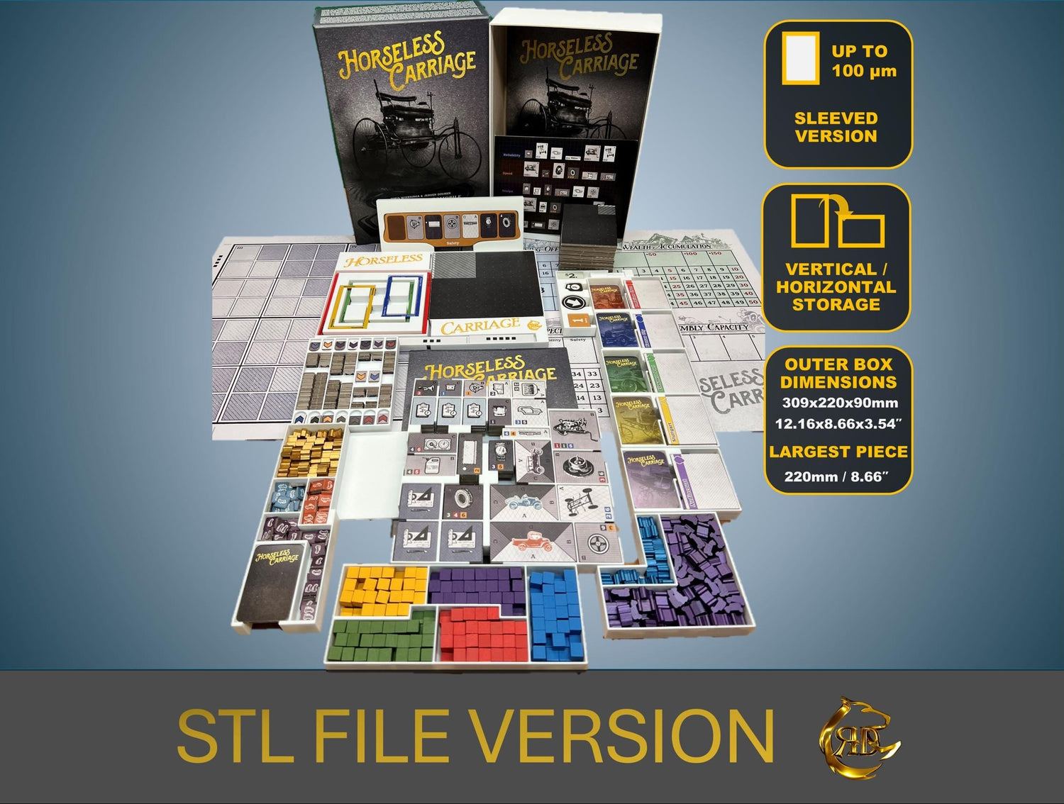 Horseless Carriage Board Game Organizer - STL FILE to 3D print