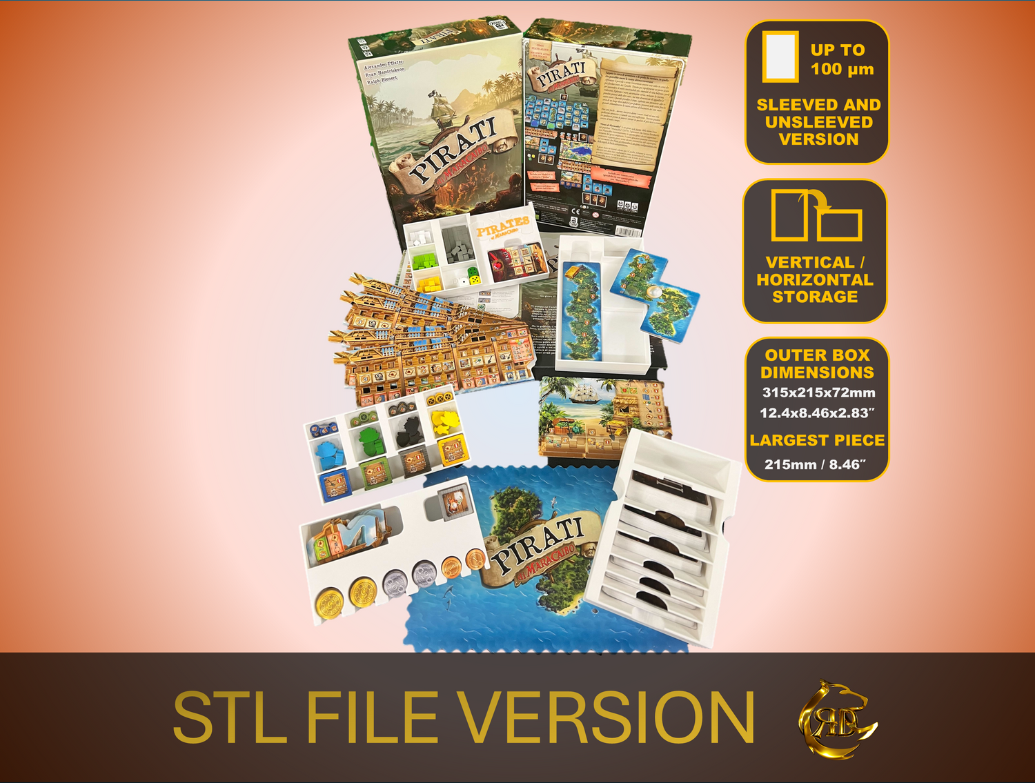 Pirates of Maracaibo Board Game insert: 3D Print STL FILE