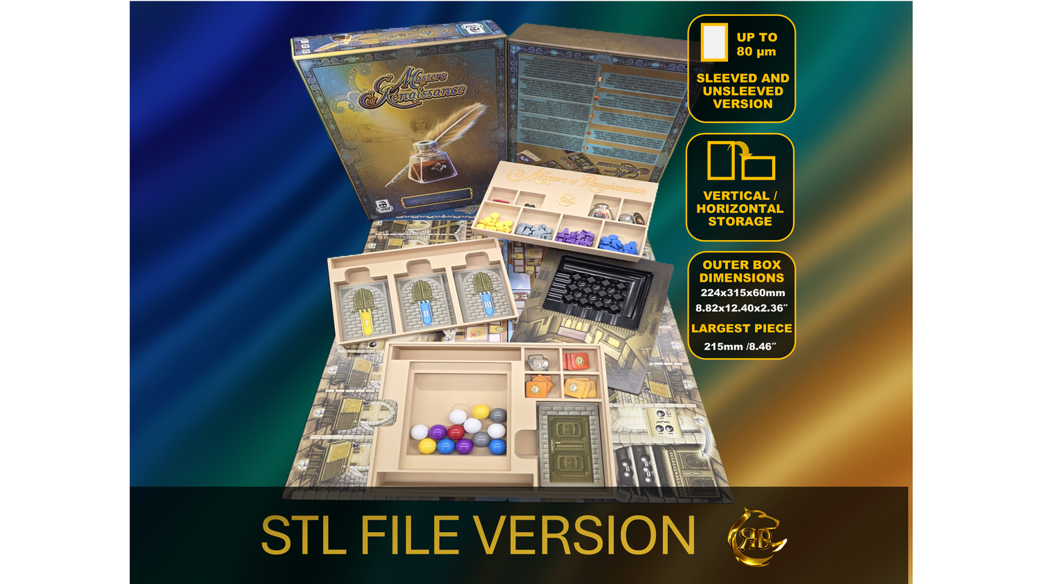 Masters of Renaissance (aka Lorenzo il Magnifico The Card Game) Board Game Insert STL files